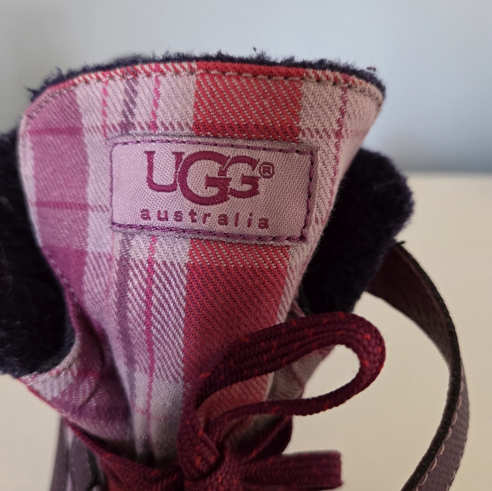 UGG Decatur Sugar Plum Plaid Winter Rain Boots Size 7 - Picture 6 of 8